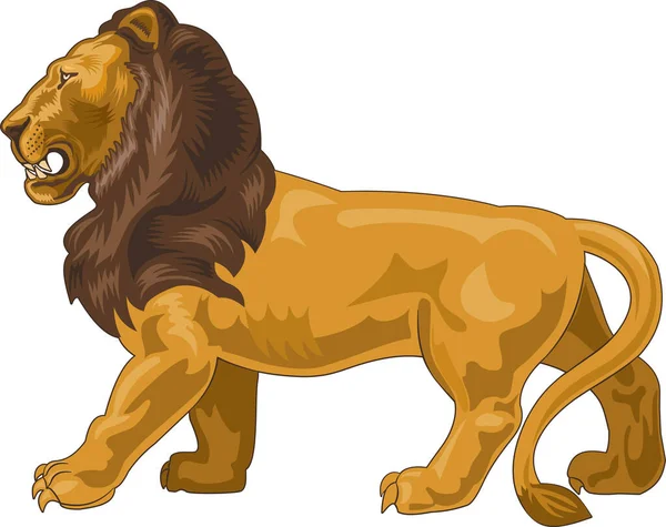 Leão Ataque Grande Leão Masculino — Vetor de Stock