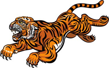 Kızgın Kaplan Atlayışı. Renkli Dövme