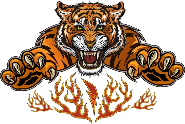 Tatuagem Cor Rosto Tigre — Vetor de Stock