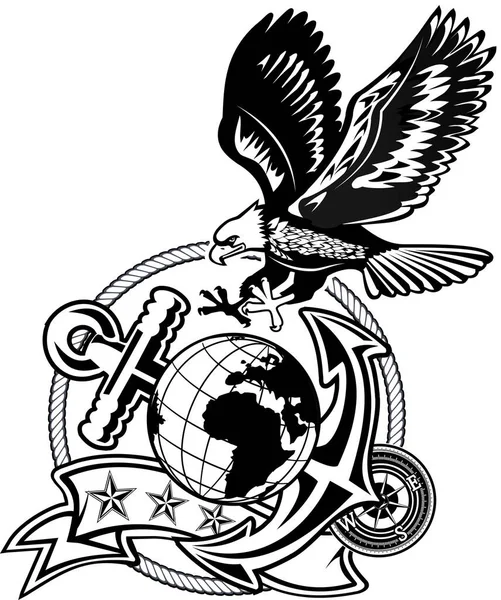 American Eagle Anchor Globe — Archivo Imágenes Vectoriales