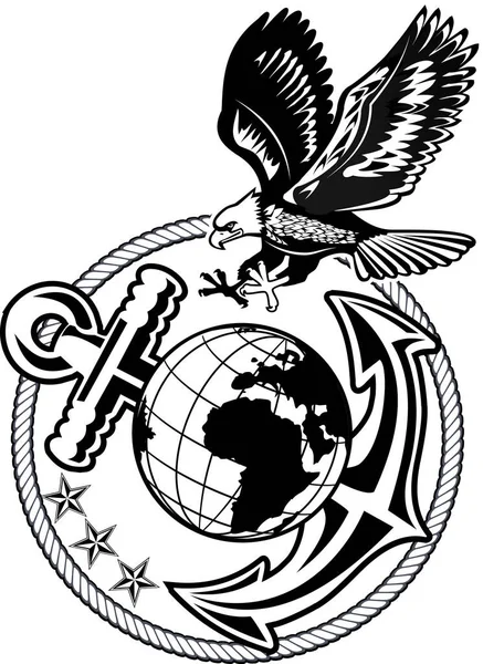 American Eagle Anchor Globe — Archivo Imágenes Vectoriales