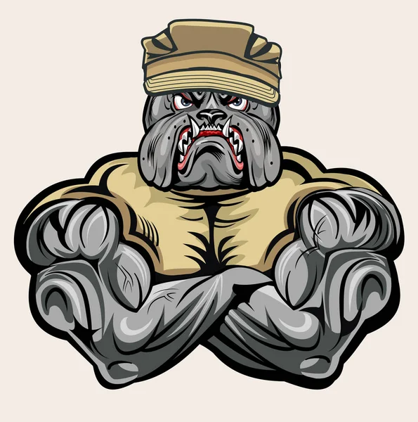 Tatuagem Militar Bulldog Combate — Vetor de Stock