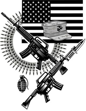 Ordu tüfeği dövmesi.