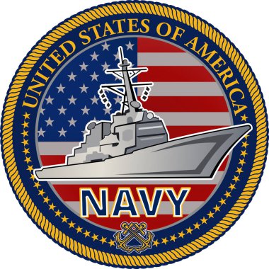 Deniz ve ABD bayrakları arasında devriye gezen firkateyn.