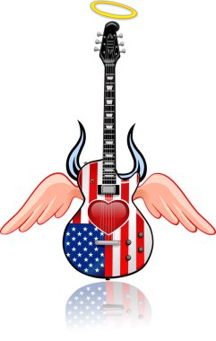 Elektro gitar şeklindeki Amerikan bayrağı