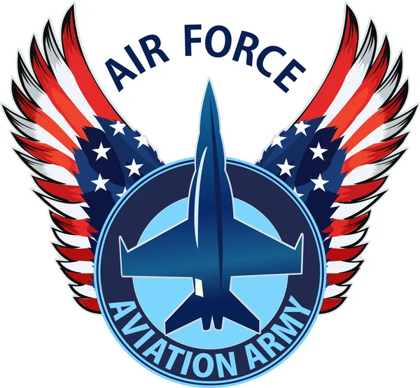 Letadlo Orlí Stíhačky Symbol Letectva Spojených Států Vlajkou Usa — Stockový vektor