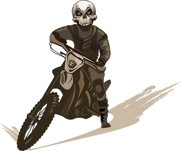 骑摩托车的骷髅人 — 图库矢量图片