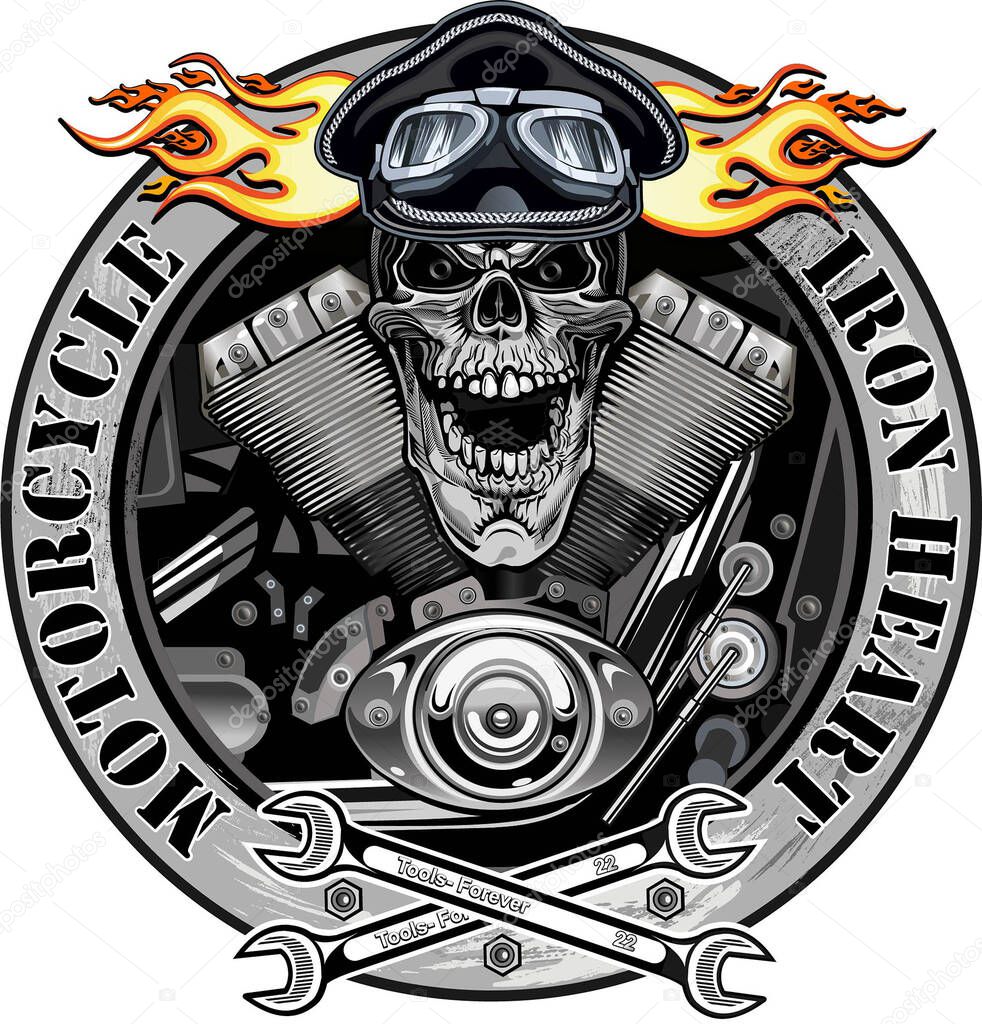 illustration of vintage motorcycle label
