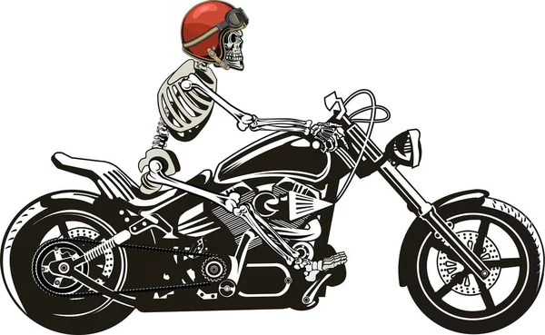 Illustration Des Skeletts Auf Motorrad — Stockvektor