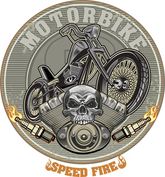 Ілюстрація Вінтажного Мотоциклетного Ярлика — стоковий вектор