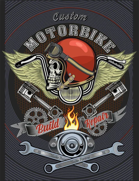 Illustration Vintage Motorcycle Label — Stock Vector