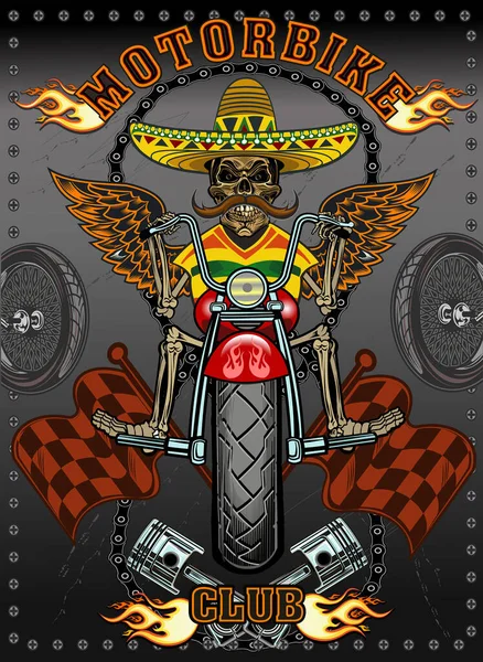 Ilustración Etiqueta Motocicleta Vintage — Archivo Imágenes Vectoriales