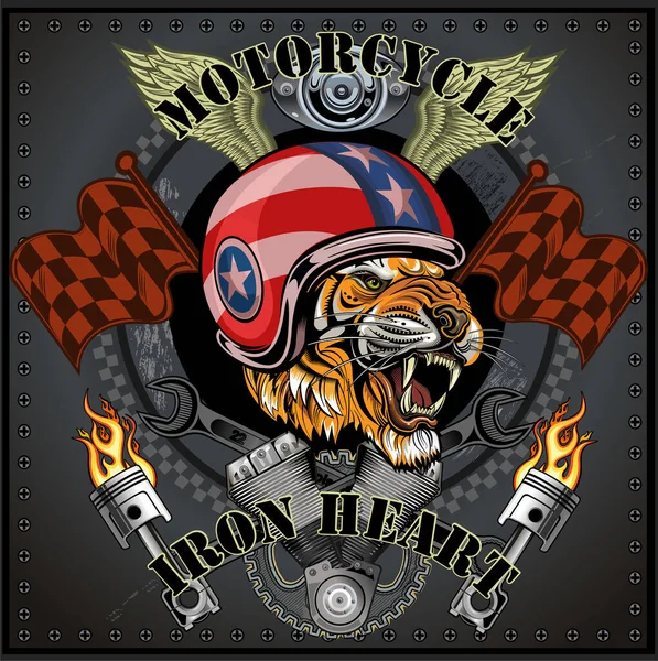 Vintage Motorcycle Label Tiger — Stock Vector