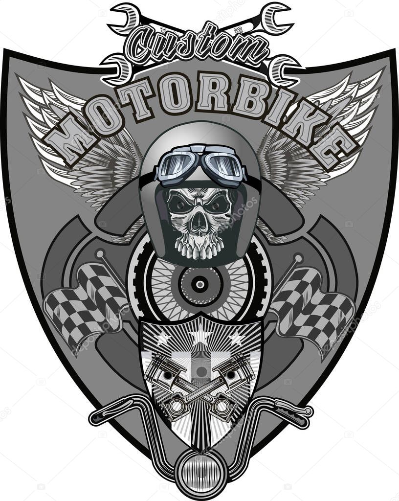 illustration of vintage motorcycle label