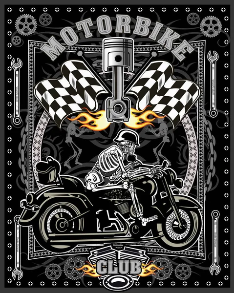 Illustration Étiquette Moto Vintage — Image vectorielle