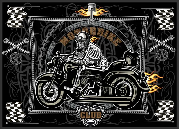 Ilustracja Zabytkowej Etykiety Motocyklowej — Wektor stockowy