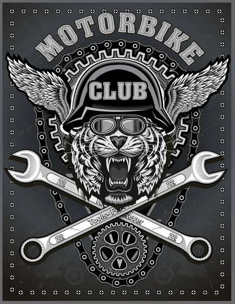 Vintage Tiger Motorcycle Label — Stock Vector