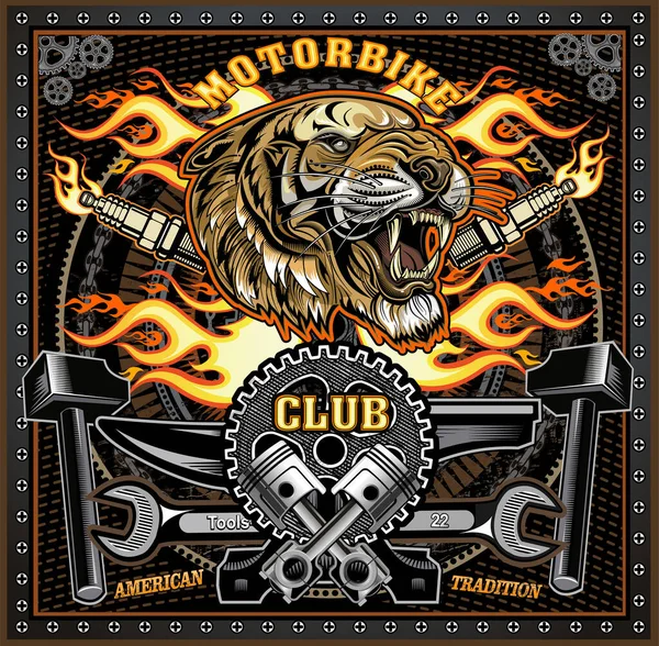 Vintage Tiger Motorcycle Label — Stock Vector