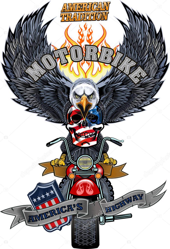 vintage motorcycle label illustration illustration