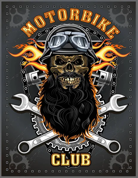 Vintage Motorcycle Club Skull — Stock Vector