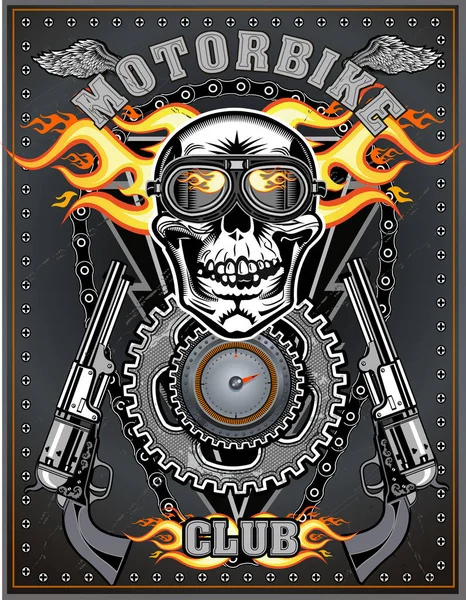 Vintage Motorcycle Club Skull — Stock Vector