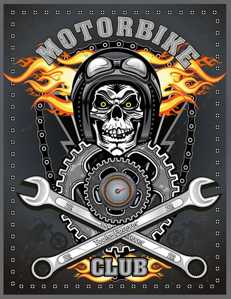 Club Motos Vintage Calavera — Vector de stock