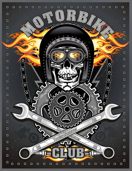 Vintage Motorcycle Club Skull — Stock Vector