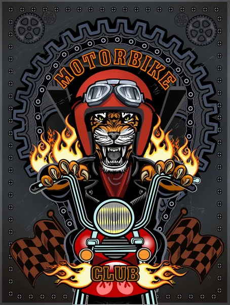 Vintage Motorrad Etikett Mit Tiger — Stockvektor