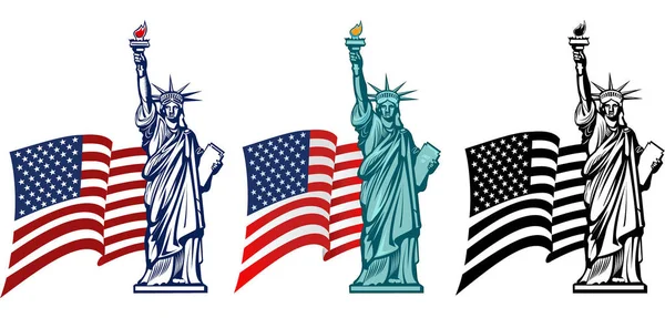 Estatua Libertad Nueva York Simbo Americano — Vector de stock