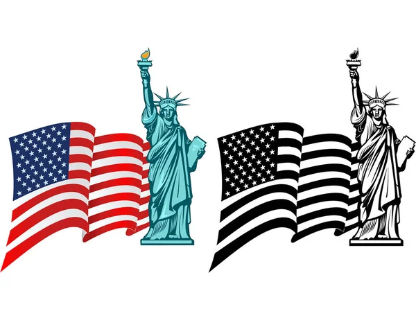 Estatua Libertad Nueva York Símbolo Americano — Vector de stock