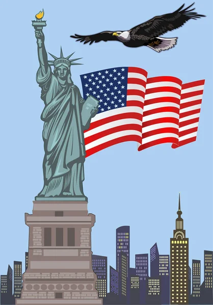 Estatua Libertad Nueva York Símbolo Americano — Vector de stock