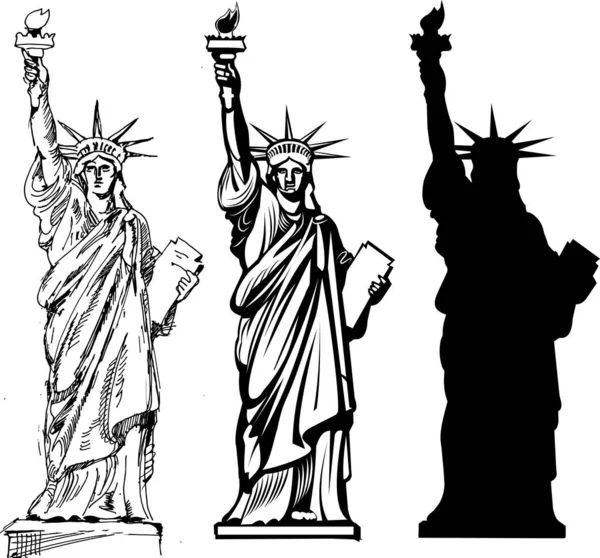 Άγαλμα Της Ελευθερίας Νέα Υόρκη Και Αμερικανικό Σύμβολο — Διανυσματικό Αρχείο