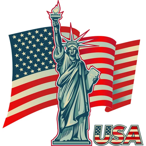 Statua Della Libertà New York Simbolo Americano — Vettoriale Stock