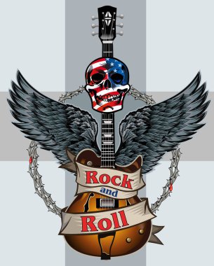Rock gitar iskeleti çizim sanatı