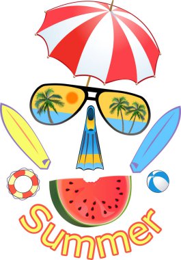 Yaz güneşli gün plaj şemsiyeleri 