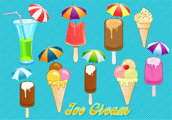 Summer Illustration Ice Cream — Stock Vector