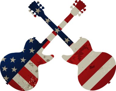  Çapraz gitarlar. ABD bayrağı
