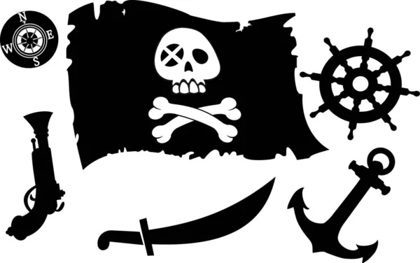 海賊セットのイラスト — ストックベクタ