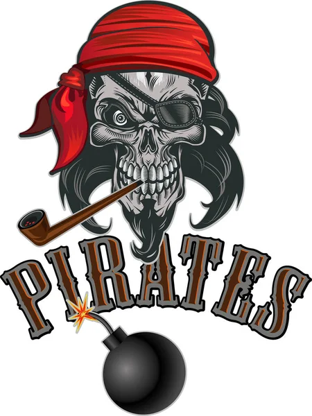 Jolly Roger Pirata Crânio — Vetor de Stock