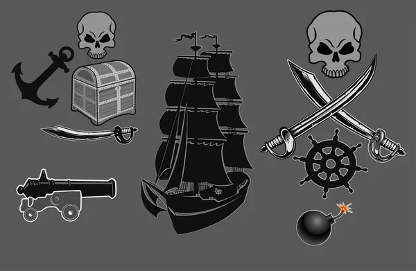 Segling Piratskepp Med Segel — Stock vektor