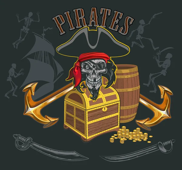 Jolly Roger Pirate Czaszka — Wektor stockowy