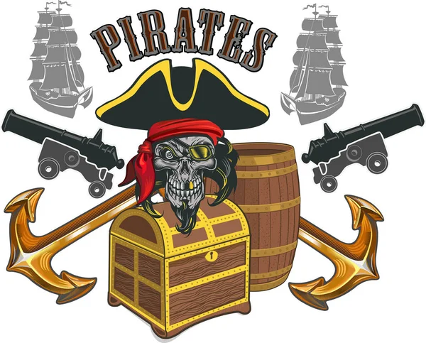 Jolly Roger Cráneo Pirata — Archivo Imágenes Vectoriales