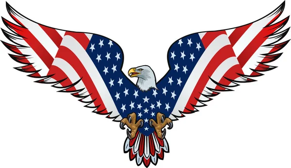 Aquila Americana Con Bandiere Usa — Vettoriale Stock