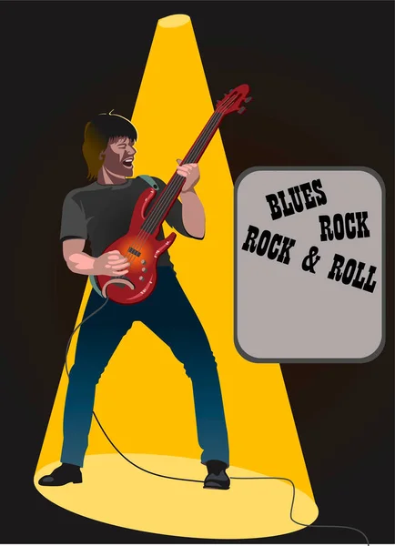 Rock Roll Guitariste Musicien — Image vectorielle