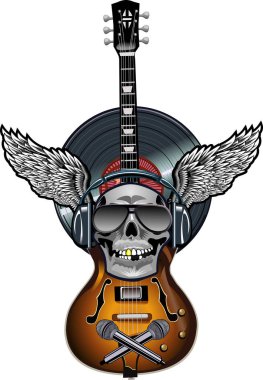 Dj İnsan Kafatası Mikrofon ve Gitar