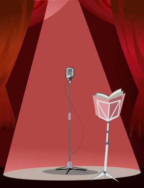Konser mikrofonlu tiyatro sahnesi