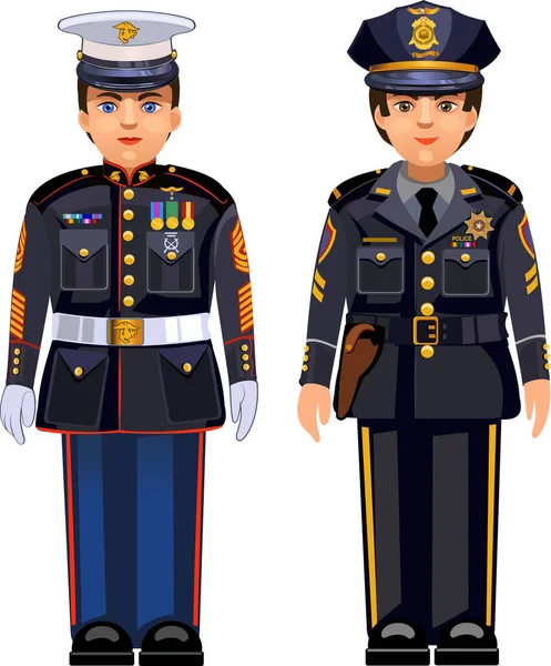 Usa Nypd Politieagent Amerikaanse Politie Cap Verenigde Staten Marine Dress — Stockvector