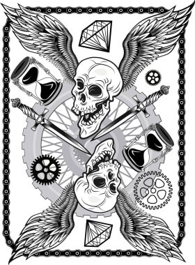 Özgür yaşa ya da öl. Bisikletçi Kafatası tasarımı 