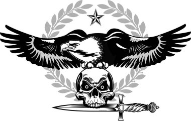 Kartal ve kafatasının çizimi 