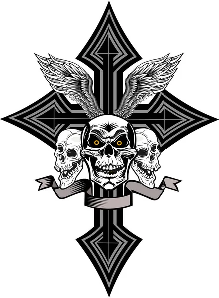 Vintage Label Totenkopf Und Kreuz — Stockvektor